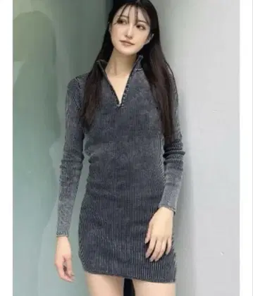 gyda 코듀로이 집업 원피스 그레이