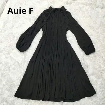 Auie F 아위 에프 플리츠 플레어 원피스 38 블랙