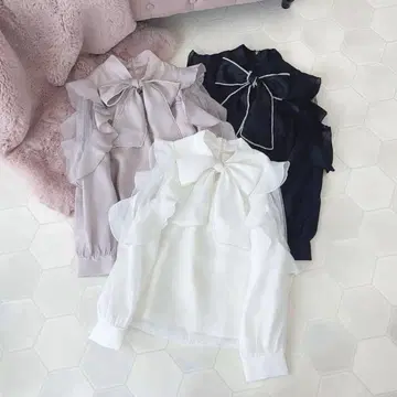 evelyn 펄 리본 시어 탑 핑크