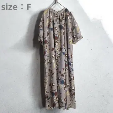 보타니컬 레트로 패턴 플레어 원피스 스탠드 카라