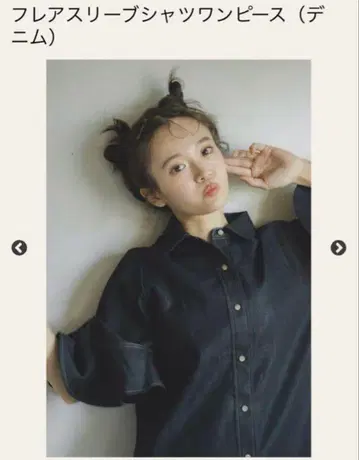 피누에 pinue 플레어 슬리브 셔츠 원피스