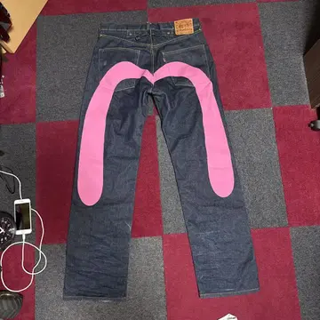 EVISU 핑크 오카모메 오오구로 리지트 데님