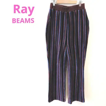 Ray BEAMS 레이빔즈 파일 멀티 스트라이프 팬츠 퍼플