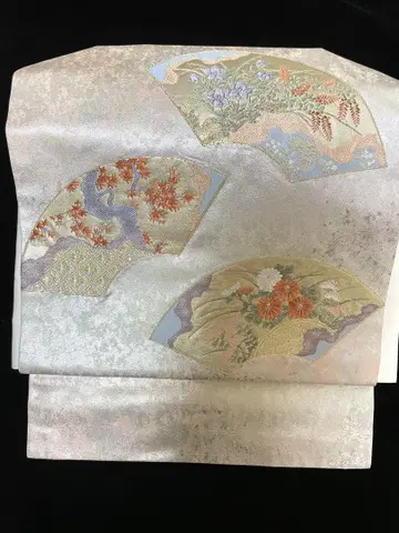 순수 실크 부채면 나고야 오비