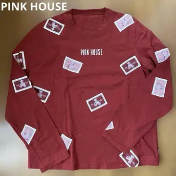 PINK HOUSE 패치워크 곰 와펜 긴팔 티셔츠 빨간색