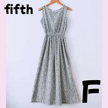 fifth 피프스 꽃무늬 롱 원피스 슬리브리스 화이트 블랙