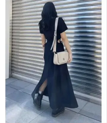 EVRIS 사이드 오픈 드로스트 롱 원피스