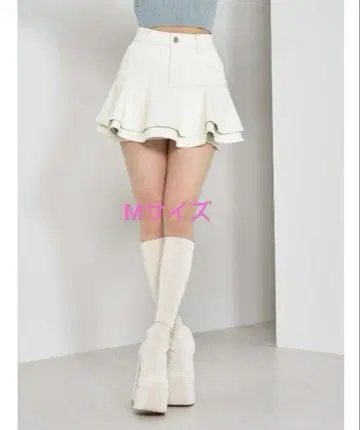 Darich 다리치 프릴 가죽 숏 팬츠 S 화이트