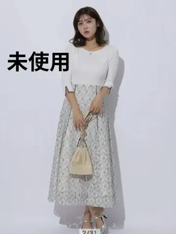 미사용 아푸와이저 리셰 레이스 절개 도킹 원피스 배색 바이컬러