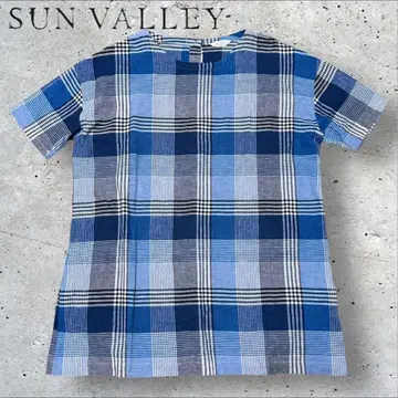 SUN VALLEY 튜닉 코튼 린넨 셔츠 루즈핏 체크 M