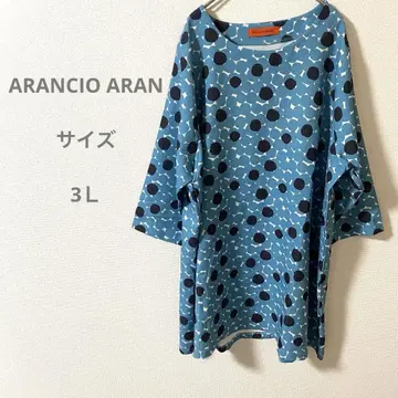 ARANCIO ARAN 물방울 패턴 반소매 튜닉 빅 사이즈 3L