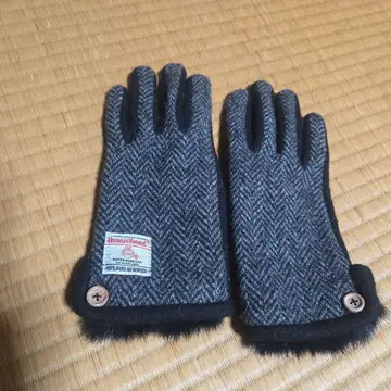 Harris Tweed 헤링본 장갑 그레이/블랙