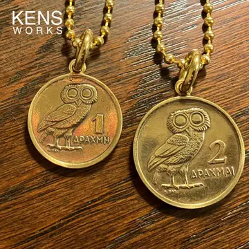 그리스 올빼미 코인 페어 목걸이