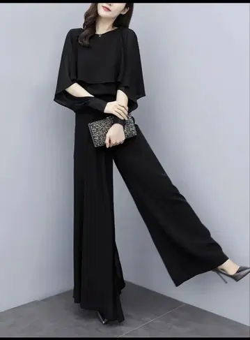 블랙 플레어 팬츠 셋업