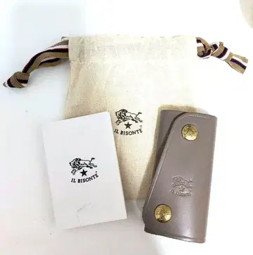 IL BISONTE 그레이 가죽 키 케이스