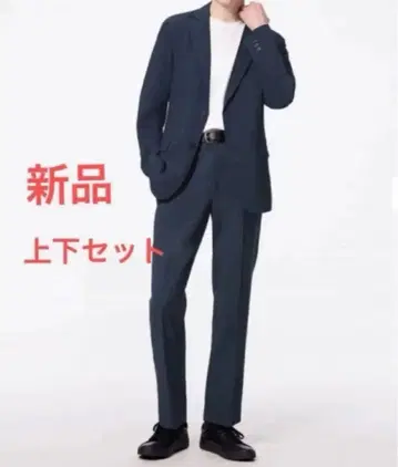 새상품 GU 워셔블 테일러드 자켓 테이퍼드 트라우저 네이비