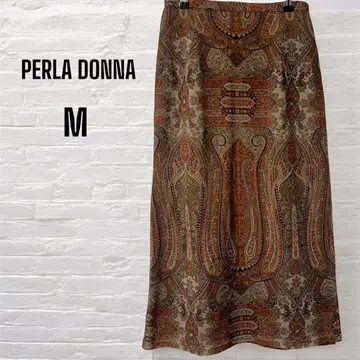 새상품급 PERLA DONNA 페이즐리 패턴 롱 스커트 세련된 M