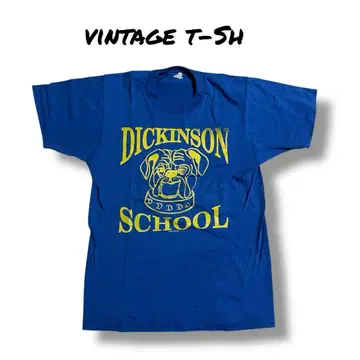 빈티지 DICKINSON SCHOOL 프린트 티셔츠 도그