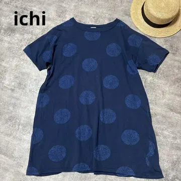 ichi 이치 리프 도트 튜닉 네이비 루즈핏