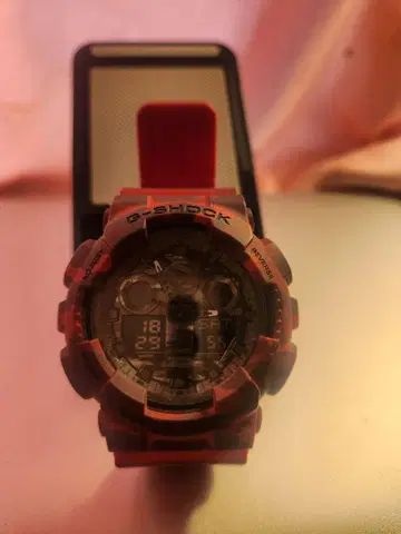 G-SHOCK 디지털 아날로그 콤비네이션 시계 레드 카모플라주