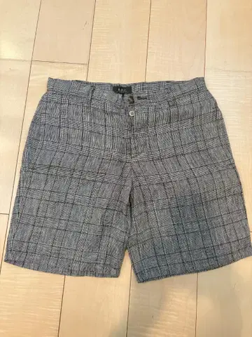 아페쎄 린넨 숏 팬츠 체크 무늬 S