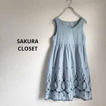 SAKULA CLOSET 스카이블루 슬리브리스 원피스 자수