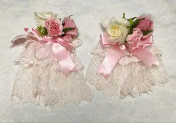 엔젤릭 프리티 소매 장식 장미 진주 핑크