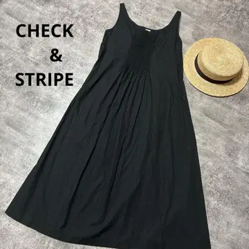CHECK&STRIPE 핀턱 슬리브리스 원피스 블랙 앞뒤