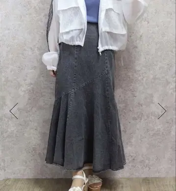엑시즈팜 머메이드 스커트 데님 블랙