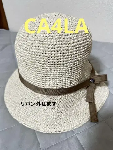 CA4LA 아이보리 스트로우 햇 리본 포함