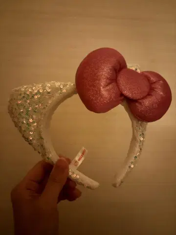 반짝반짝 머리띠 핑크 리본 포함