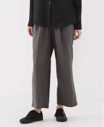 무인양품 여성 린넨 워시드 이지 와이드 팬츠 바지 차콜 XL