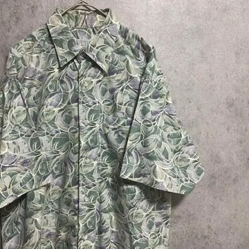 90S 빈티지 반팔 패턴 셔츠 남성용 M 구제 의류 개성파 기발한 B4