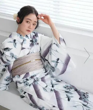 utatane 고급 변형 직물 유카타 3개 세트 보라색 안개 흐린 꽃