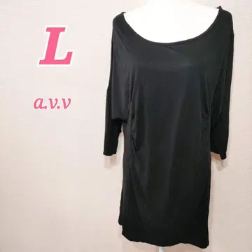 a.v.v 블랙 긴팔 티셔츠 L 사이즈 튜닉 캐주얼 코디