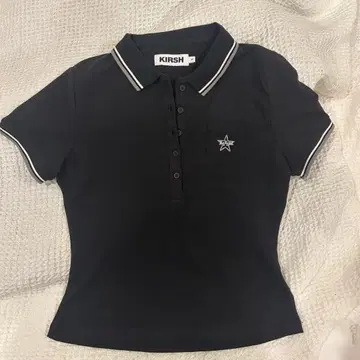 키르시 버튼 포인트 슬림 핏 칼라 티셔츠 피케 셔츠
