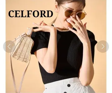 CELFORD 하프 쓰리 리브 니트 풀오버 블랙 38
