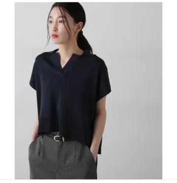 내추럴 뷰티 베이직 폴로 니트 네이비