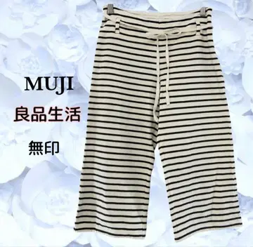 '무인양품 생활 MUJI' 이지 팬츠 [M] 아이보리 보더 룸