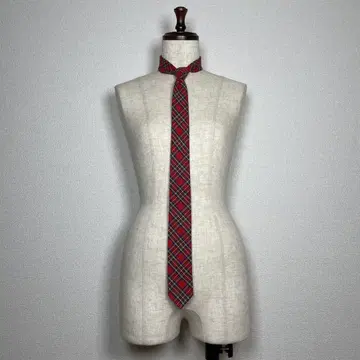 체크 넥타이 타탄 체크 슬림 타이 레드 y2k
