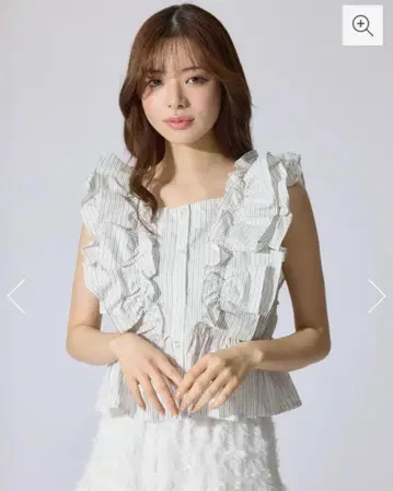 rienda 더블 프릴 블라우스 화이트 WHT