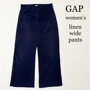 GAP 린넨 와이드 팬츠 린넨 팬츠 네이비 여성용
