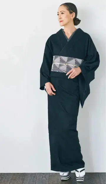 kapuki 카푸키 블랙 데님 기모노 M 오하쇼리 있음