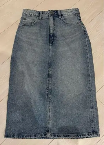 ZARA 데님 타이트 스커트 슬릿 스트레치 XS 사이즈 라이트 블루
