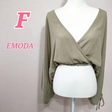 EMODA 2WAY 크로스 돌먼 긴팔 상의 F 올리브  예쁜 코디