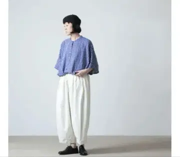 미즈이로 인드 체크 프린트 돌먼 셔츠 새상품급