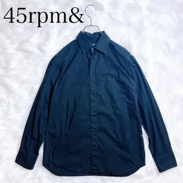 45R 45rpm 네이비 나염 비익 버튼 드레스 셔츠 코튼