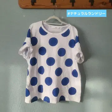 NATURAL LAUNDRY 반팔 도트 티셔츠 사이즈 2