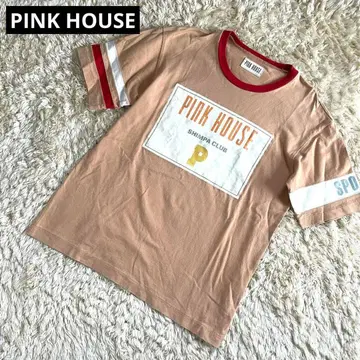 PINK HOUSE 핑크하우스 링거넥 티셔츠 소매 라인 로고 티셔츠