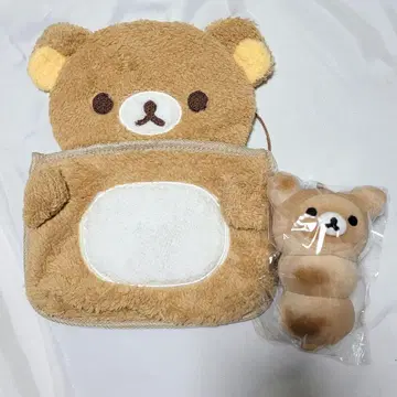 리락쿠마 경단 봉제 인형 마스코트 & 벽 포켓 2개 세트